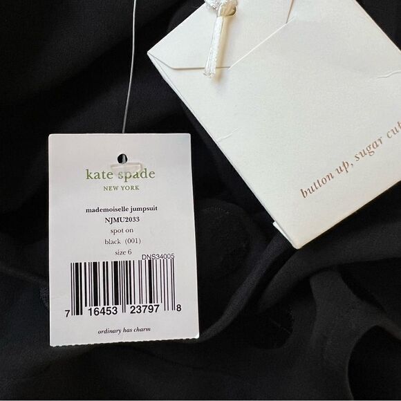Kate Spade Mademoiselle Sleeveless Black Peplum Jumpsuit NEW Size 6 - Picture 9 of 11